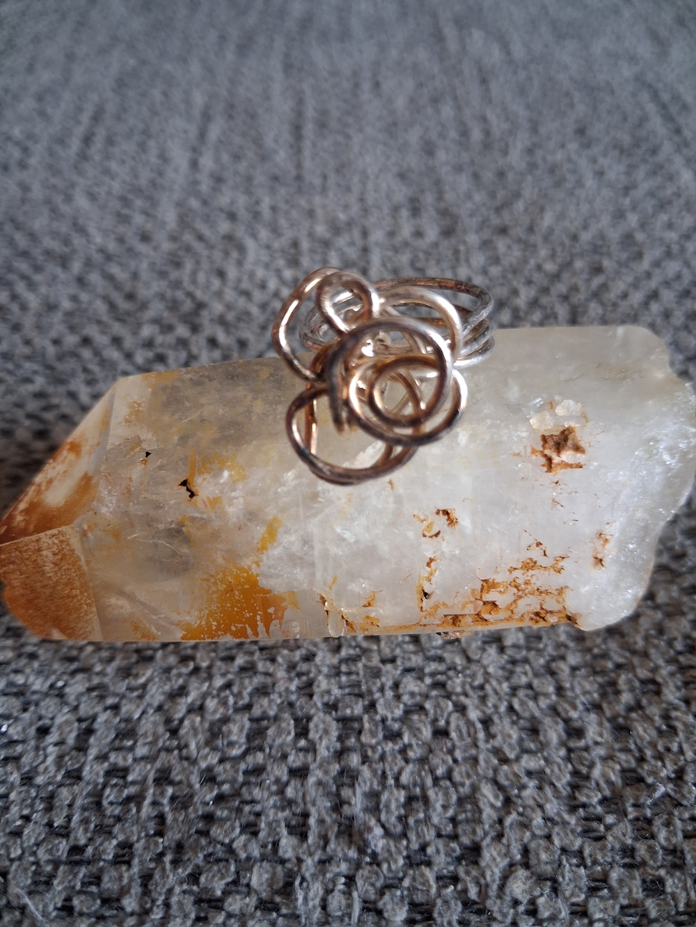 Gold Tone Floral Swirl Ring - Silver